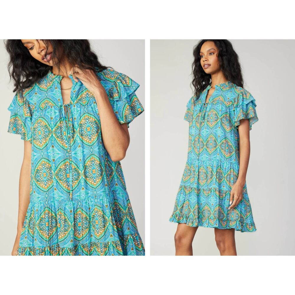 Current Air Lydia Dress Size XS Mini Printed Boho Flirty EUC